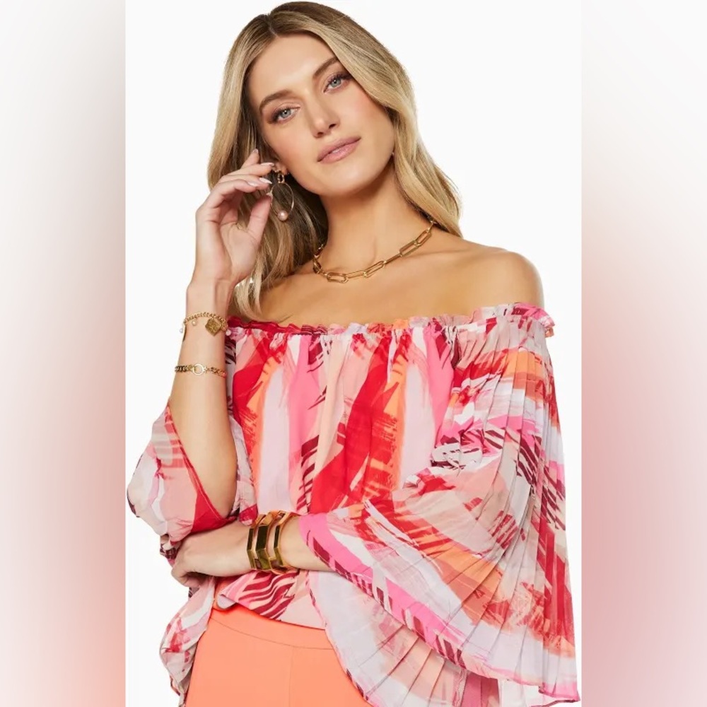 Ramy Brook Printed Clay Pattern Off-The-Shoulder Top In Mimul Womens Sz M